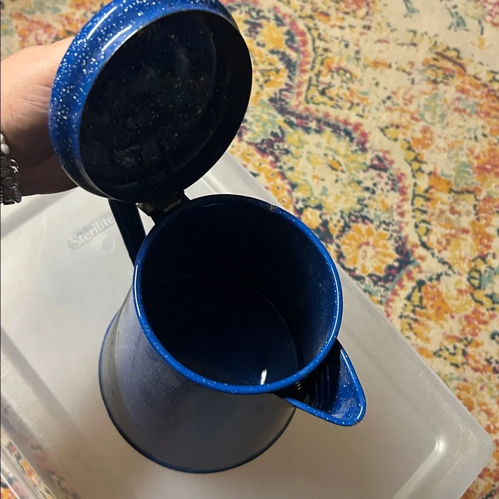 Blue Speckled Enamel Coffee‎ Pot - Vintage